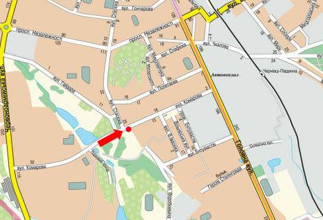 Citylight A in Chernivtsi, 1.8x1.2  Komarova st. / Vorobkevica st., bila gotelu "Ceremos", v bik rinku "Bukovins'kij" scheme