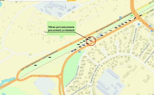 Billboard A in Zaporizhzhya Tulenina st., v storonu Peremogi st., zliva, navproti zupinki scheme