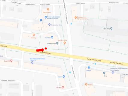 Citylight B in Rivne, 1.8x1.2  Kiivs'ka st., zupinka "Skola No12", bila OC "Politon", z centru, V1 scheme