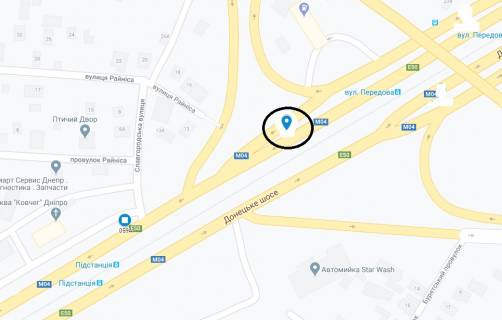 Billboard A in Dnipro (Dnipropetrovsk) Donec'ke sose - Peredova st., na rozdilovij smuzi scheme