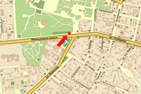 Citylight B in Vinnytsia, 1.8x1.2  Soborna st. / Pirogova st. / Gagarina pl., bila univermagu "Vinnic'kij", central'nogo parku, v bik Sobornoi st. scheme