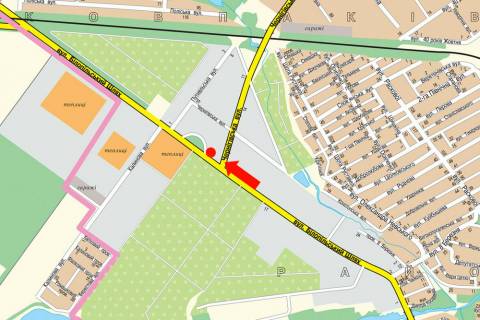 Billboard A in Sumi, 3x6  Bilopol's'kij slah st. / Cernigivs'ka st., bila AZS "OKKO", avtosalonu "Artmotor", z centru scheme