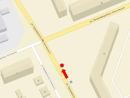 Billboard A in Uzhgorod, 3x6  Grusevs'kogo st., 29 / Zan'kovec'koi st., v bik Kapusans'koi st. scheme