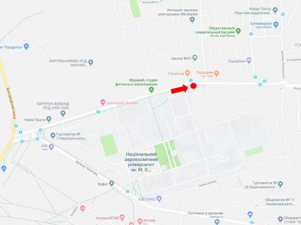 Billboard A in Kharkiv, 3x6  Proskuri st., 12 / st. Astronomicna, bila magazinu "Prostor", z centru scheme