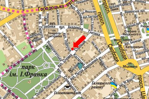 Citylight  in Lviv, 1.8x1.2  Sicovih Stril'civ st., 12 / Kostusko st., "Puzata hata" scheme