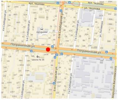 Billboard A in Mykolaiv Prikordonna st. (kolis. Cigrina st.), 204 - 6-a Slobids'ka st., bul'var scheme