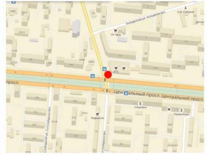 Backlight A in Mykolaiv Central'nij av. (kolis. Lenina av.) - 3-ta Slobids'ka st. (kolis. Dzerzins'kogo st.), bila supermarketu "ATB" scheme