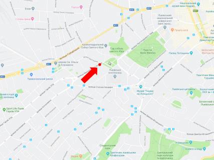 Citylight A in Lviv, 1.8x1.2  Mitropolita Andrea st. - st. Septic'kih, rozdil'nik, rajon Politehu, v storonu pl. Svatogo Ura scheme