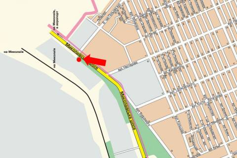 Billboard  in Kherson, 3x6  Mikolaivs'ke sose / 8-ma Pol'ova st., z centru (flazok) scheme