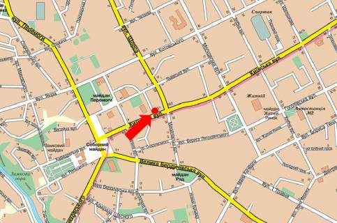 Backlight B in Zhytomyr, 2.3x3.14  Kiivs'ka st., 17/1 / Pokrovs'ka st. (kol. Sorsa st.) scheme