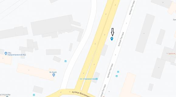 Billboard B in Dnipro (Dnipropetrovsk), 6х3  v'izd na Amurs'kij mist z Pravogo berega scheme