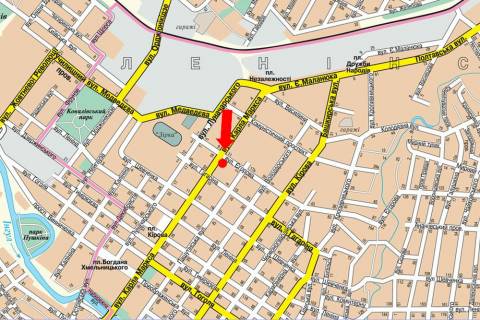 Citylight  in Kropyvnytskyi (Kirovograd), 1.8x1.2  V. Perspektivna st. (kol. Marksa st.) / Egorova st., bila gotelu "Evropa" scheme