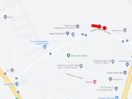 Billboard B in Kremenchuk, 3x6  Pugacova st., bila avtosalonu "Avtotehsport" scheme