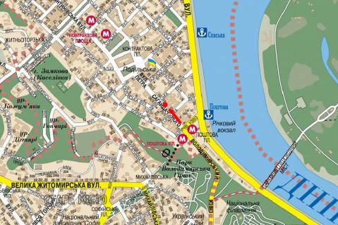 Citylight  in Kyiv, 1.8x1.2  Sagajdacnogo st., 10 / Igorivs'ka st., v bik Kontraktovoi pl. scheme