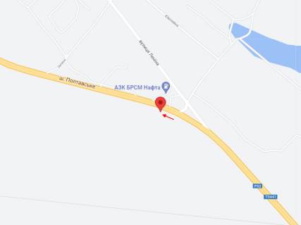 Billboard B in Partizanske, 6х3  N-31, km 31+600 (livoruc), Sose Poltavs'ke, bila s. Balivka, navproti AZK BRSM Nafta, ruh vid Dnipra scheme