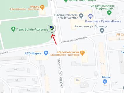 Billboard A in Kremenchuk Ukrainki av. (kolis. 50-rokiv. Oktabra Pr.) - Geroiv Ukraini st., niznij scheme