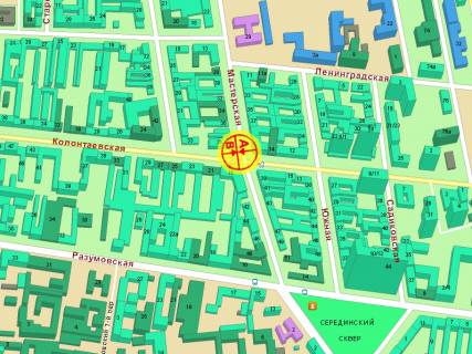 Billboard + in Odessa, 3x6  Майстерня вул., 37 - Колонтаївська вул. scheme