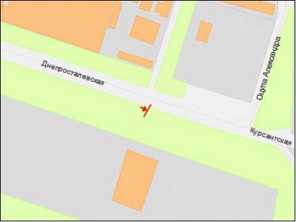 Billboard A in Dnipro (Dnipropetrovsk), 6х3  st.Dniprostalivs'ka - st.Oleksandra Ocupa scheme