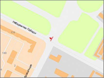Billboard B in Dnipro (Dnipropetrovsk), 6х3  st. Naberezna Peremogi, 134 -prov. Dobrovol'civ scheme