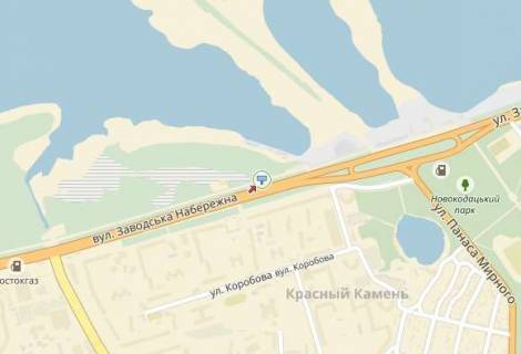 Billboard B in Dnipro (Dnipropetrovsk), 6х3  st.Naberezna Zavods'ka, Cervonij kamin', z z/m "Parus", Pokrovs'kij, do centru scheme