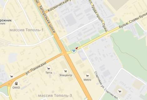 Billboard B in Dnipro (Dnipropetrovsk), 6х3  st.Panikahi, 1, bila "ATB-market", zaizd z Zaporiz'kogo sose, do centru scheme