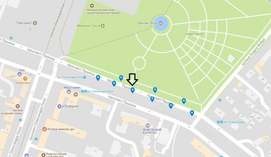 Citylight  in Dnipro (Dnipropetrovsk) av. Puskina, na rozpodil'cij alei, vid st. A.Fabra do prosp. O.Pola -4- scheme