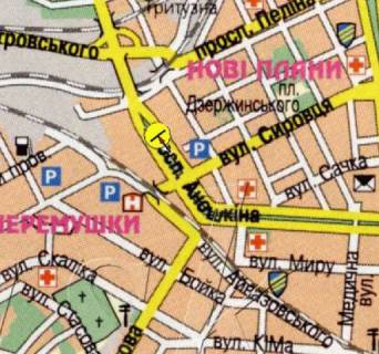 Billboard  in Kam'yanske (Dniprodzerzhinsk) Anoskina pr-t, peretin z pr-tu T.G.Sevcenka, v'izd na Livobereznij mist, bila kafe Safran, z centru scheme