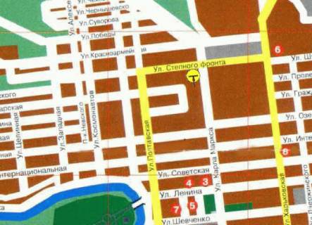 Billboard  in Pavlograd st. Central'na, bila st. Stepovogo Frontu, "KAPI", z centru scheme