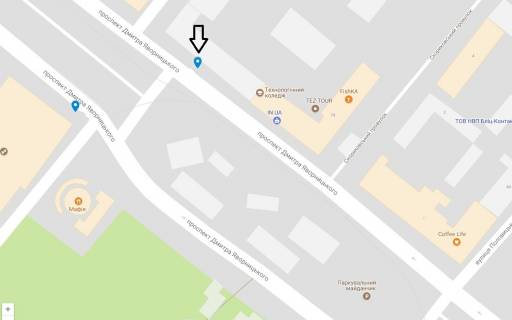 Citylight  in Dnipro (Dnipropetrovsk) av. D. Avornic'kogo (K.Marksa), 76 Salon pobutovoi tehniki MIELE (Nomer 3) scheme