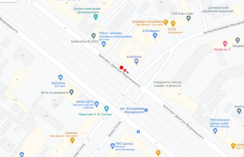 Non-Standard A in Dnipro (Dnipropetrovsk), 0,97х1,98  Pr.Dmitra Avornic'kogo, bila bud.34, pisla st.V.Vernads'kogo scheme