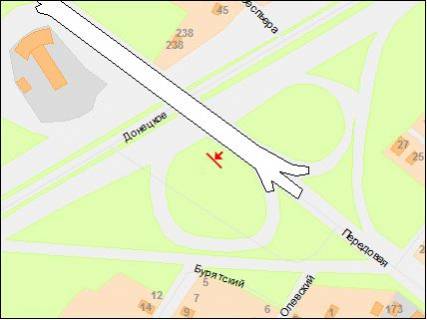 Billboard B in Dnipro (Dnipropetrovsk), 6х3  Donec'ke sose - st.Peredova scheme