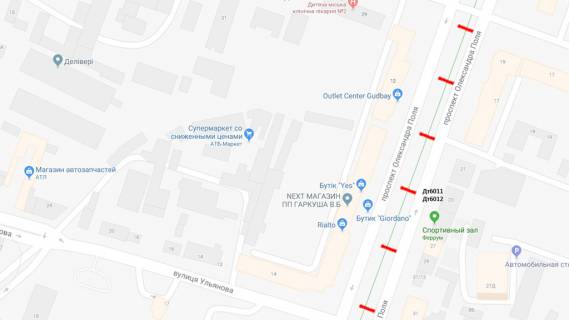 Citylight  in Dnipro (Dnipropetrovsk) av.O.Pola, 12 scheme