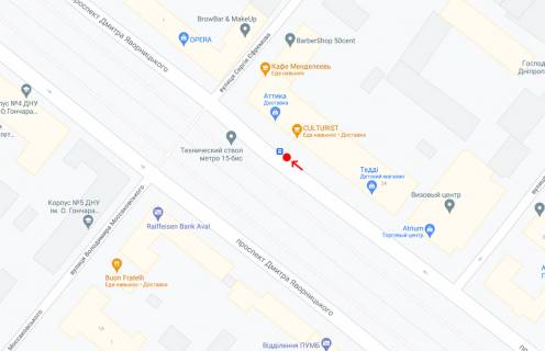 Non-Standard B in Dnipro (Dnipropetrovsk), 1,15х1,98  Pr.Dmitra Avornic'kogo, bila bud.26, nepodalik vizovogo centru scheme