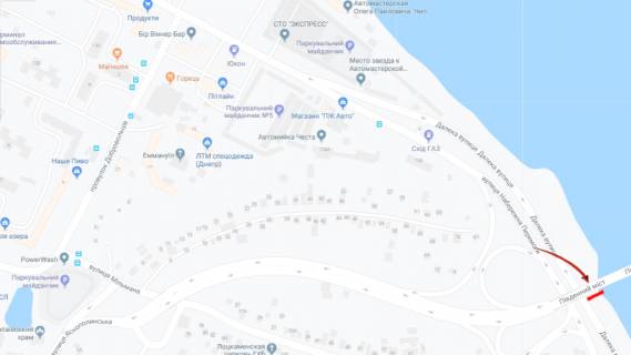 Billboard B in Dnipro (Dnipropetrovsk), 6х3  st. Naberezna Peremogi (r-n Pivdennogo mosta) scheme