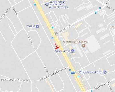 Billboard A in Dnipro (Dnipropetrovsk), 6х3  Zaporiz'ke sose, navproti avtosalonu Tojota ta MC "Biennale" scheme