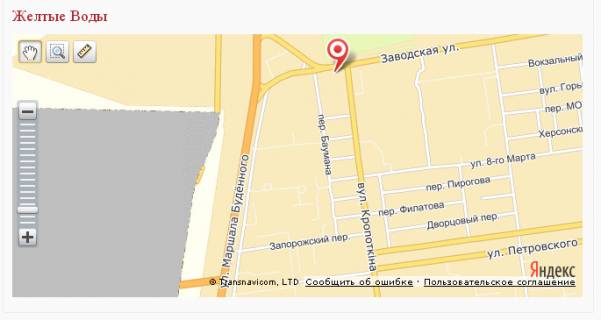 Billboard A in Zhovti Vodi, 3х6  st. Zavods'ka, rajon avtovokzalu scheme