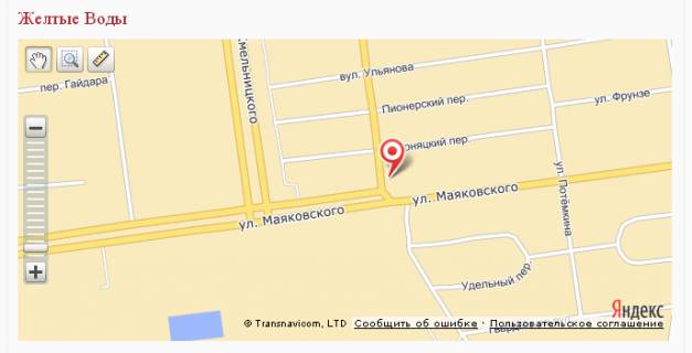 Billboard A in Zhovti Vodi, 3х6  perehresta st.Avangardna-st.Muzejna (kolisna st. Maakovs'kogo-Persotravneva scheme