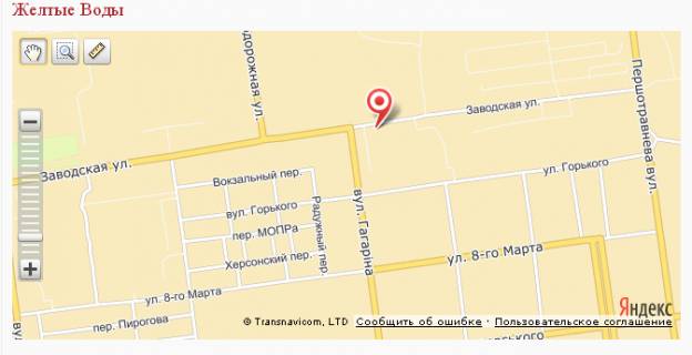 Billboard B in Zhovti Vodi, 3х6  st. Zavods'ka rajon central'nogo rinku scheme