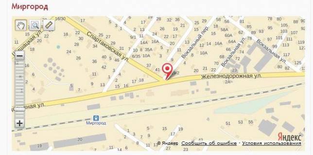 Billboard A in Mirgorod, 3х6  na rozi vulic' Zaliznicnoi ta prov. Vokzal'nogo scheme