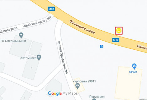 Billboard A in Khmelnitsky Вінницьке шосе (перехрестя з Профспілковою) scheme