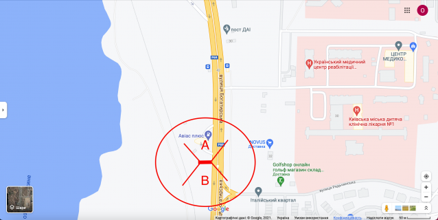 Billboard A in Kyiv st. Bogatirs'ka, 17 (04-0627-01) v napramku Kieva scheme