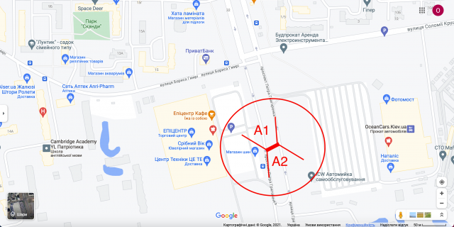 Billboard A in Kyiv st. P. Grigorenka, 40 (03-0689-01) v napramku vid pr-tu Bazana scheme