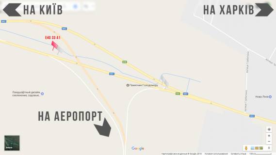 Billboard  in Boryspil Borispil's'ke sose   33km, v'izd v m.Borispil' z Kieva Livij  scheme