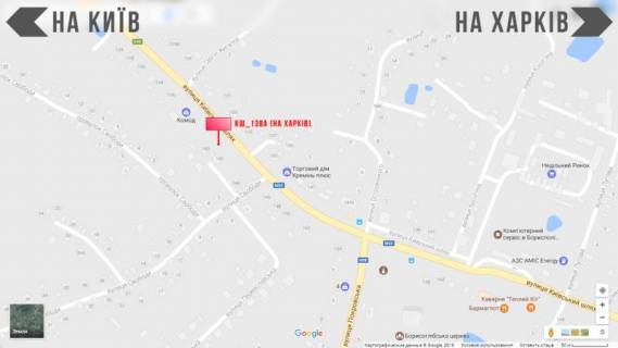 Billboard A in Boryspil, 3х6  Trasa E40, st. Kiivs'kij Slah, 138  pered rozvilkou scheme