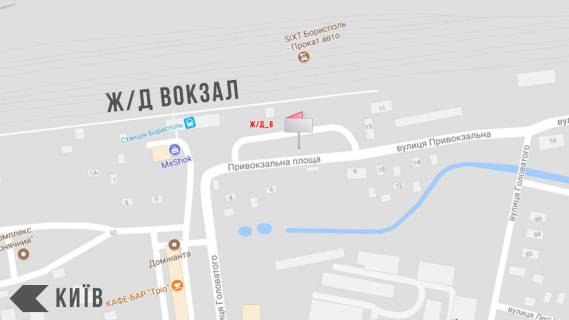 Billboard  in Boryspil Z/d vokzal, Privokzal'na plosa scheme