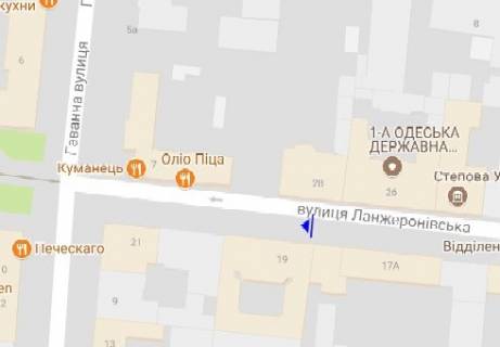 Citylight B in Odessa, 1.8x1.2  Lanzeronivs'ka st., 19 scheme