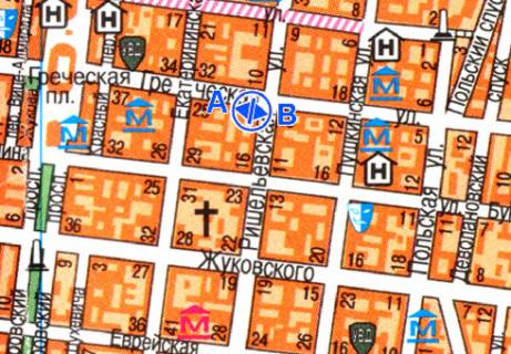 Citylight A in Odessa, 1.8x1.2  Grec'ka st., 21 - Risel'evs'ka st. scheme