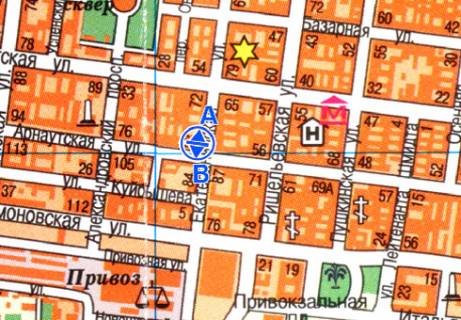 Citylight A in Odessa, 1.8x1.2  Katerinins'ka st., 80 - M. Arnauts'ka st. scheme