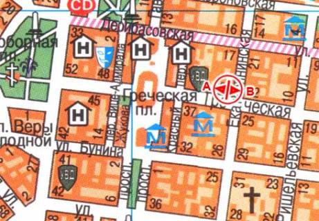 Citylight A in Odessa, 1.8x1.2  Grec'ka st., 34 scheme