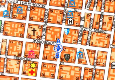 Citylight B in Odessa, 1.8x1.2  Puskins'ka st., - Zukovs'kogo st., 15 scheme